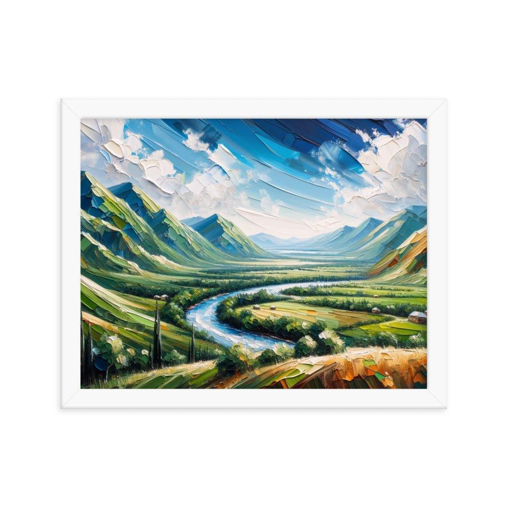 Azerbaijan Countryside River Valley Expressive Landscape Art Framed Poster - Oh Posters