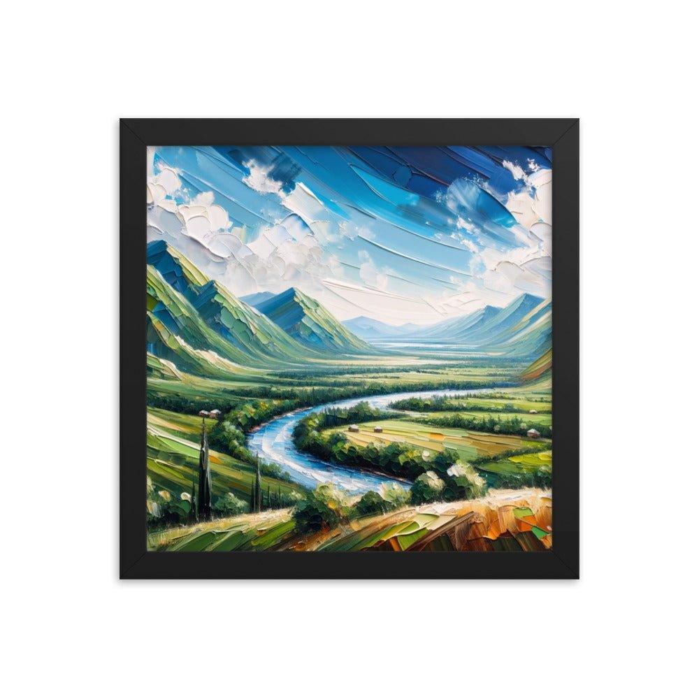 Azerbaijan Countryside River Valley Expressive Landscape Art Framed Poster - Oh Posters