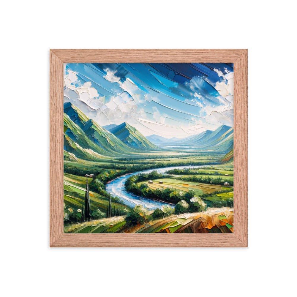 Azerbaijan Countryside River Valley Expressive Landscape Art Framed Poster - Oh Posters