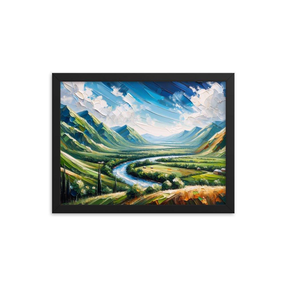 Azerbaijan Countryside River Valley Expressive Landscape Art Framed Poster - Oh Posters