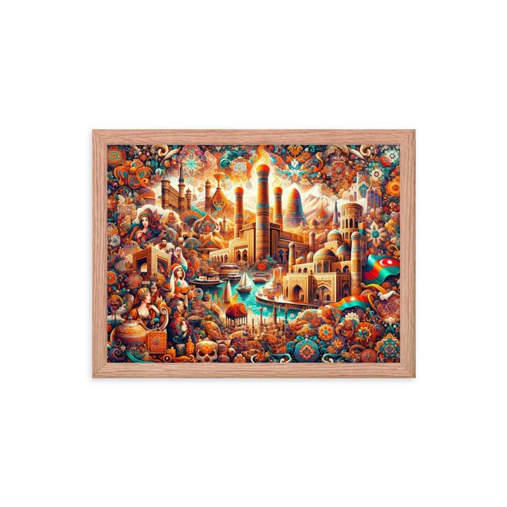 Azerbaijani Cultural Tapestry Vibrant Cityscape Art Framed Poster - Oh Posters