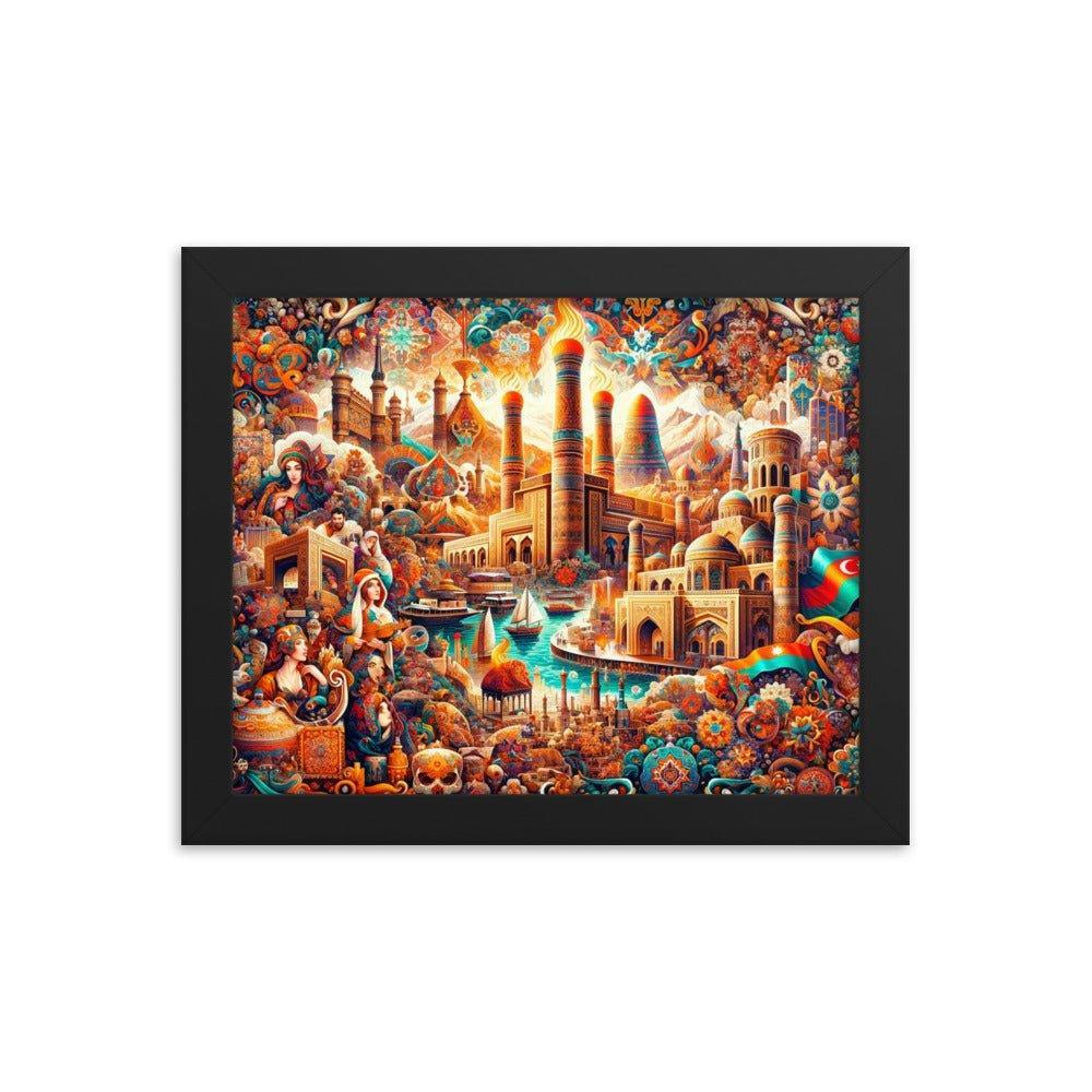 Azerbaijani Cultural Tapestry Vibrant Cityscape Art Framed Poster - Oh Posters