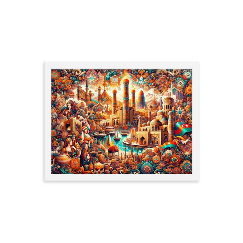 Azerbaijani Cultural Tapestry Vibrant Cityscape Art Framed Poster - Oh Posters