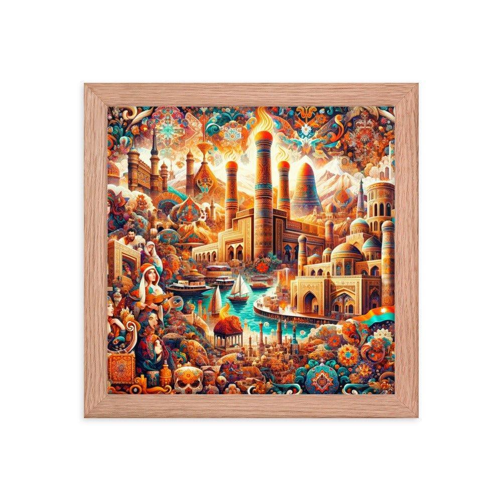 Azerbaijani Cultural Tapestry Vibrant Cityscape Art Framed Poster - Oh Posters