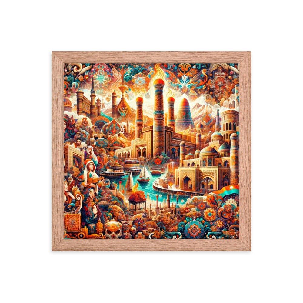 Azerbaijani Cultural Tapestry Vibrant Cityscape Art Framed Poster - Oh Posters