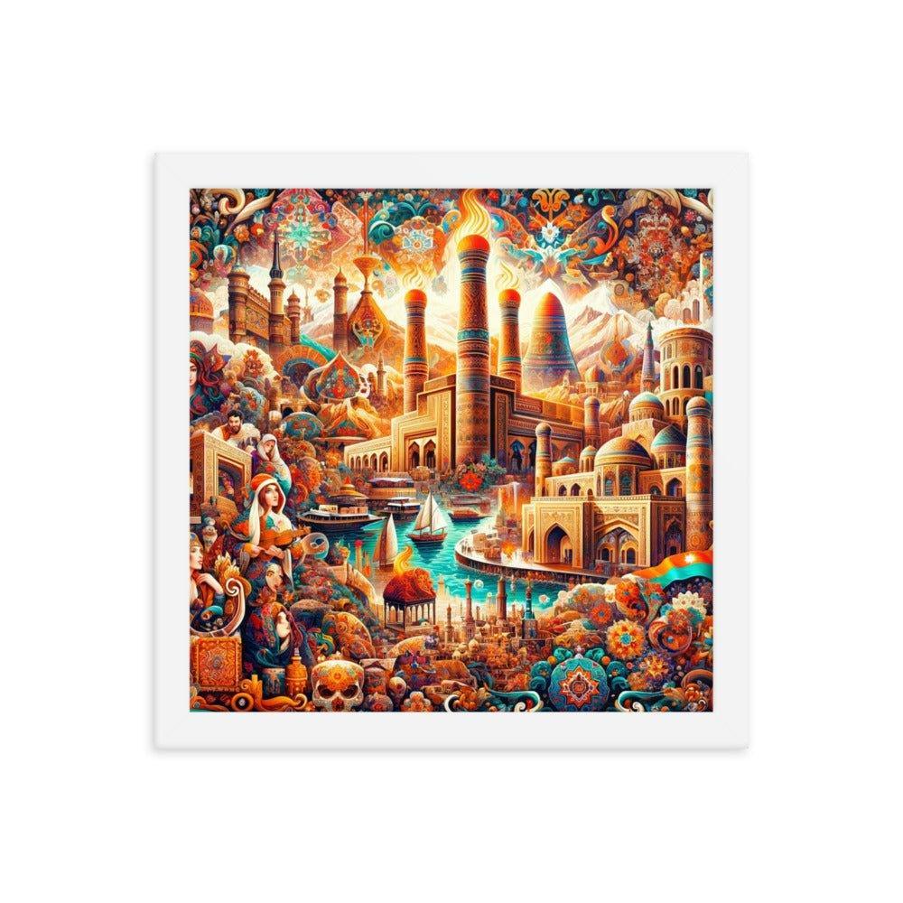 Azerbaijani Cultural Tapestry Vibrant Cityscape Art Framed Poster - Oh Posters