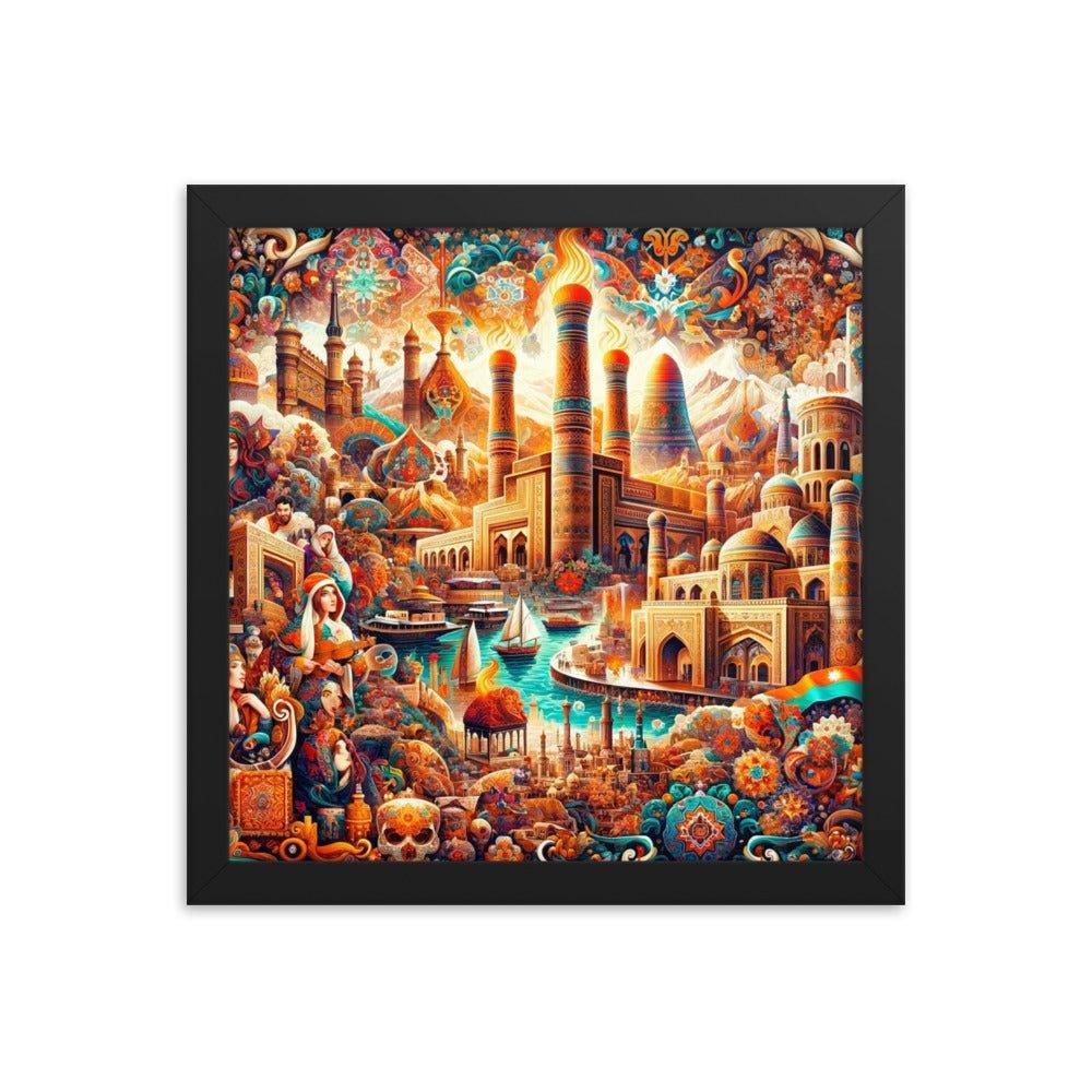 Azerbaijani Cultural Tapestry Vibrant Cityscape Art Framed Poster - Oh Posters