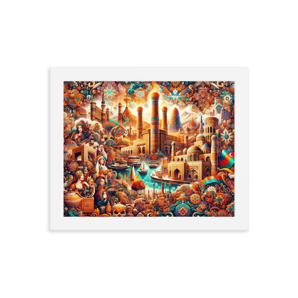 Azerbaijani Cultural Tapestry Vibrant Cityscape Art Framed Poster - Oh Posters