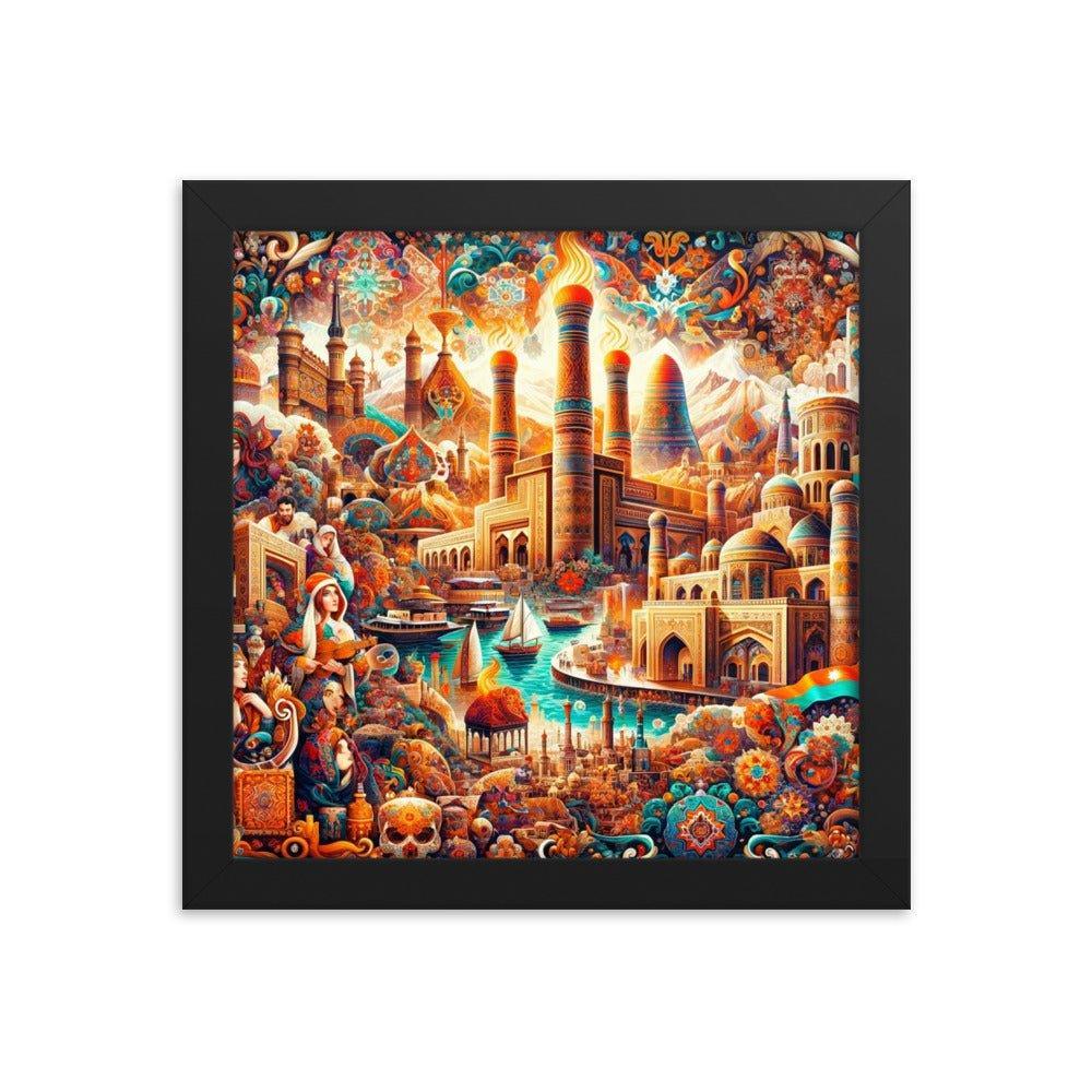 Azerbaijani Cultural Tapestry Vibrant Cityscape Art Framed Poster - Oh Posters