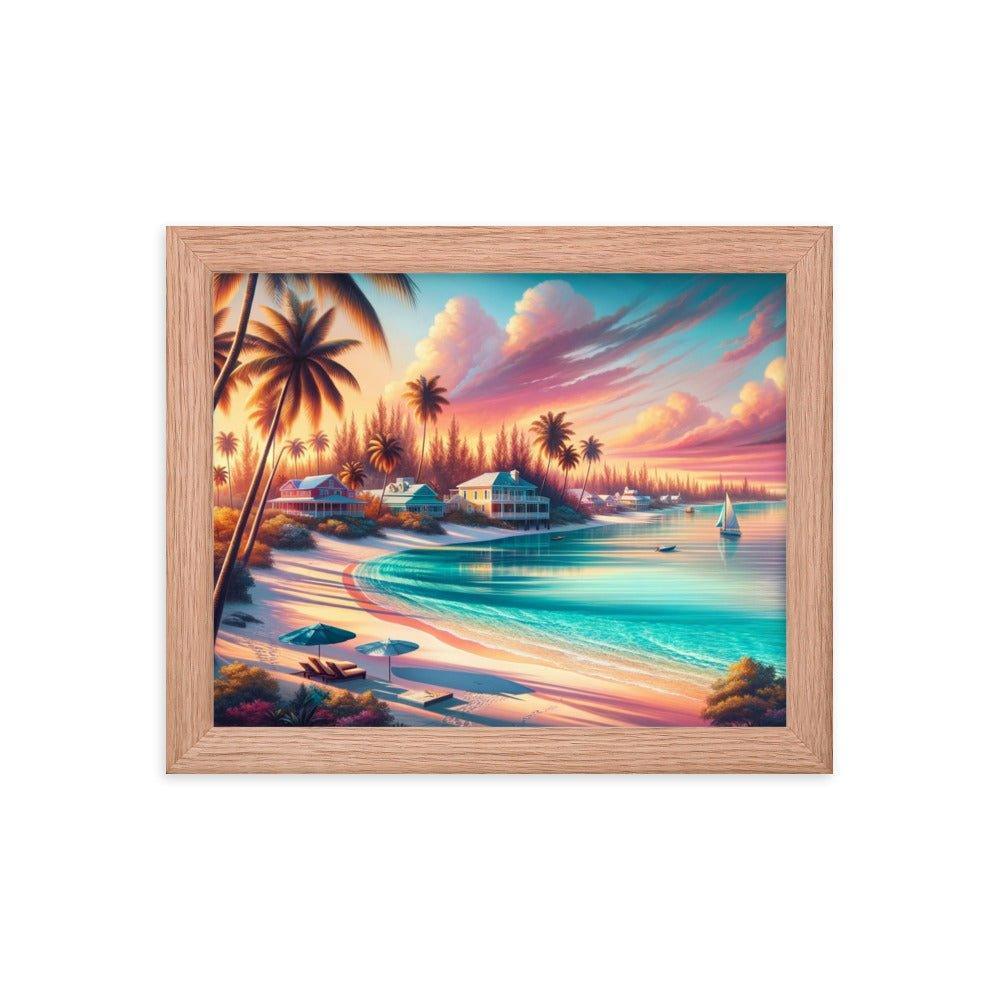 Bahamas Sunset Paradise Tropical Beach Framed Poster - Oh Posters