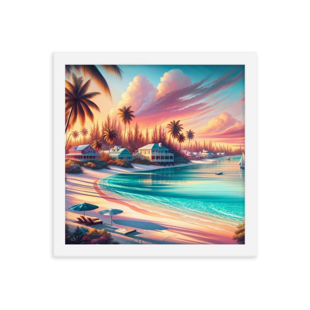 Bahamas Sunset Paradise Tropical Beach Framed Poster - Oh Posters