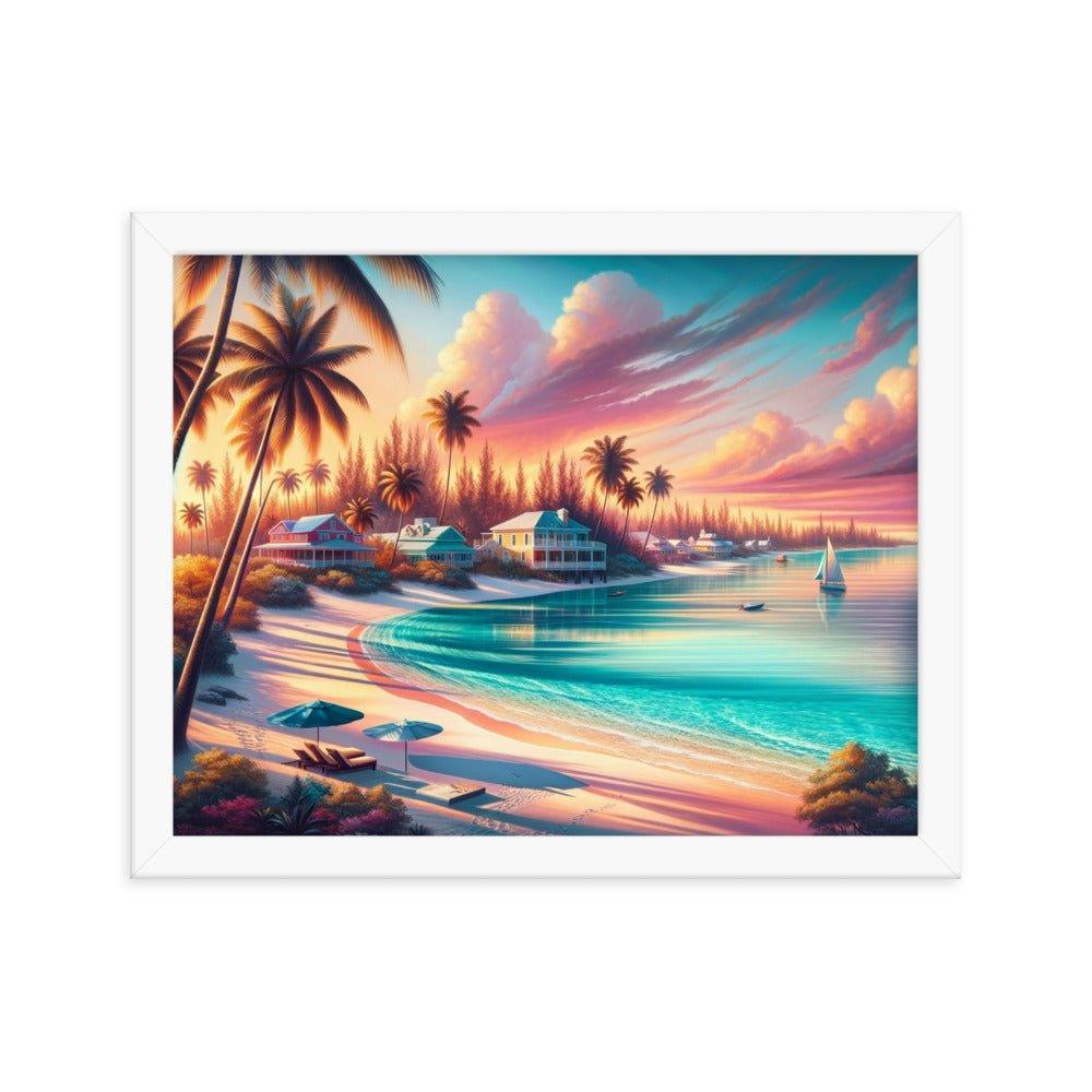 Bahamas Sunset Paradise Tropical Beach Framed Poster - Oh Posters