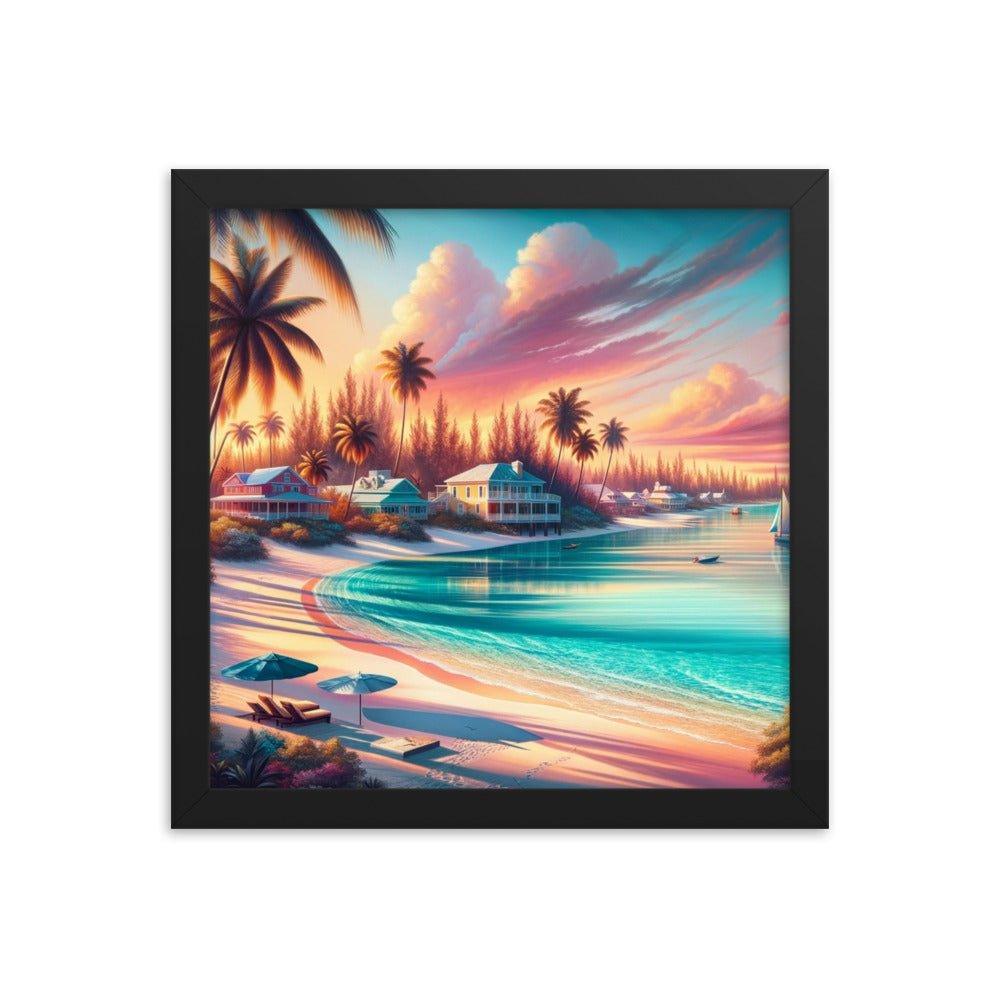 Bahamas Sunset Paradise Tropical Beach Framed Poster - Oh Posters