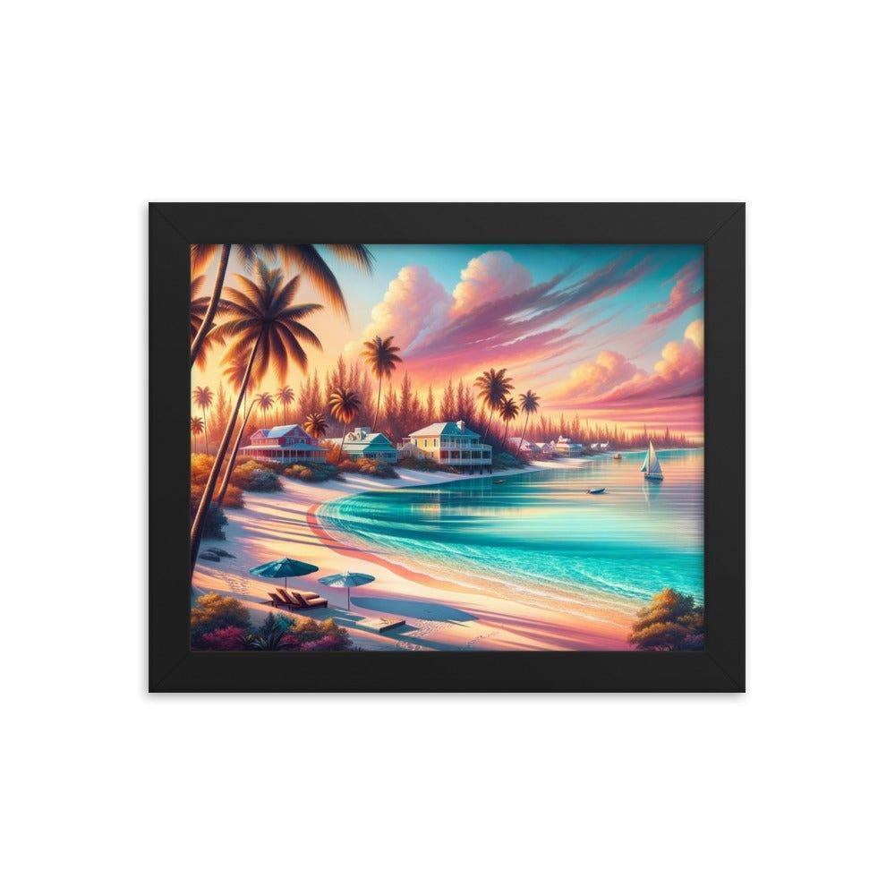 Bahamas Sunset Paradise Tropical Beach Framed Poster - Oh Posters