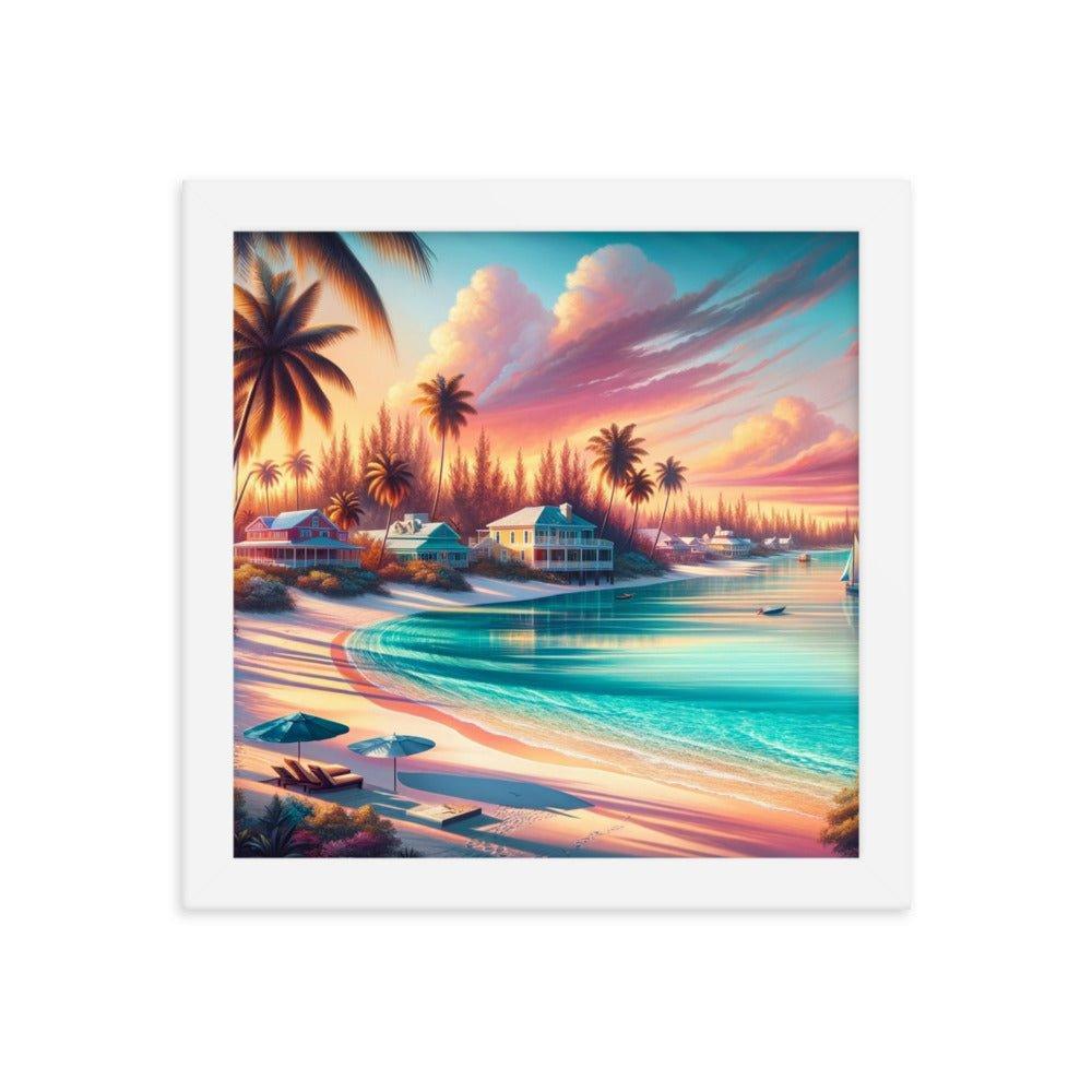 Bahamas Sunset Paradise Tropical Beach Framed Poster - Oh Posters