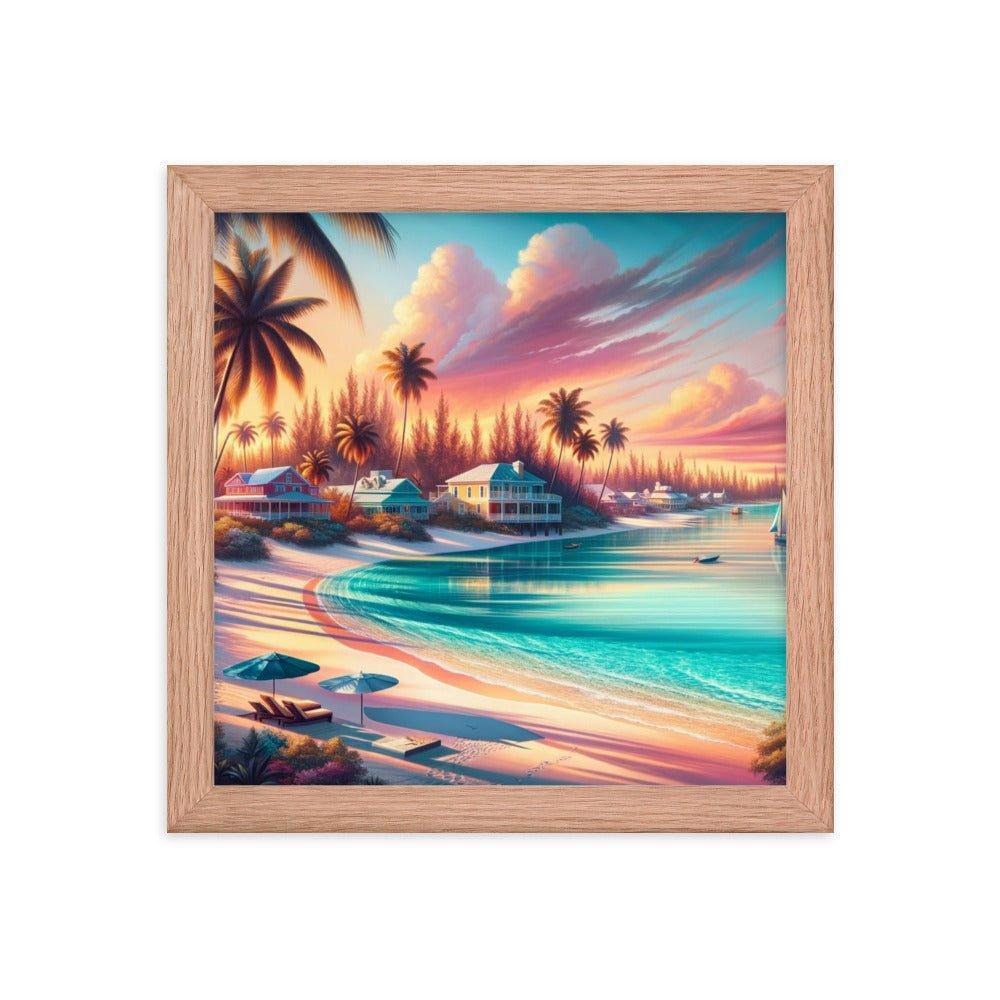 Bahamas Sunset Paradise Tropical Beach Framed Poster - Oh Posters