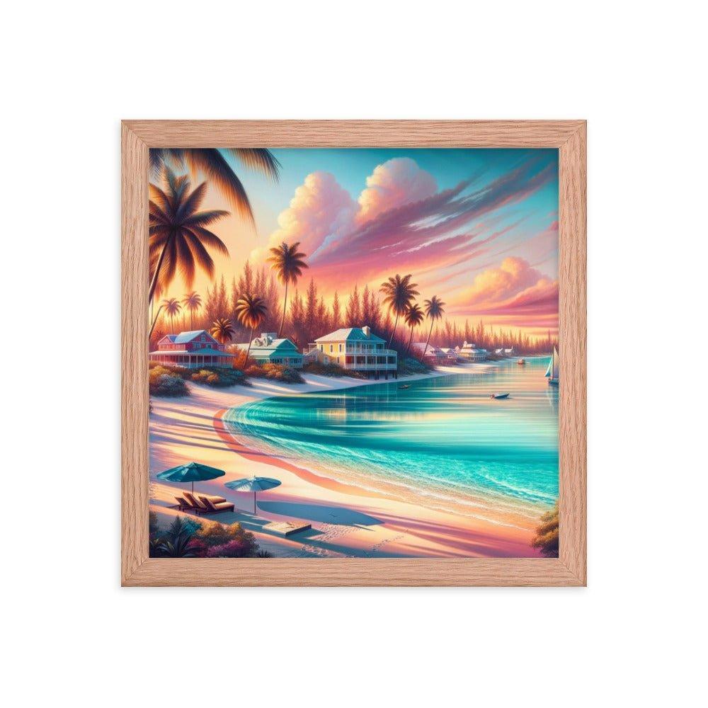 Bahamas Sunset Paradise Tropical Beach Framed Poster - Oh Posters