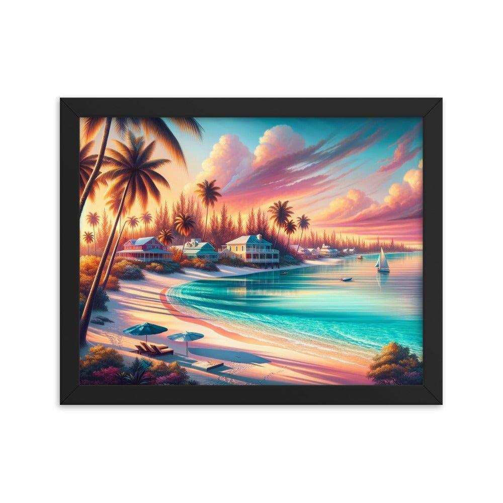 Bahamas Sunset Paradise Tropical Beach Framed Poster - Oh Posters