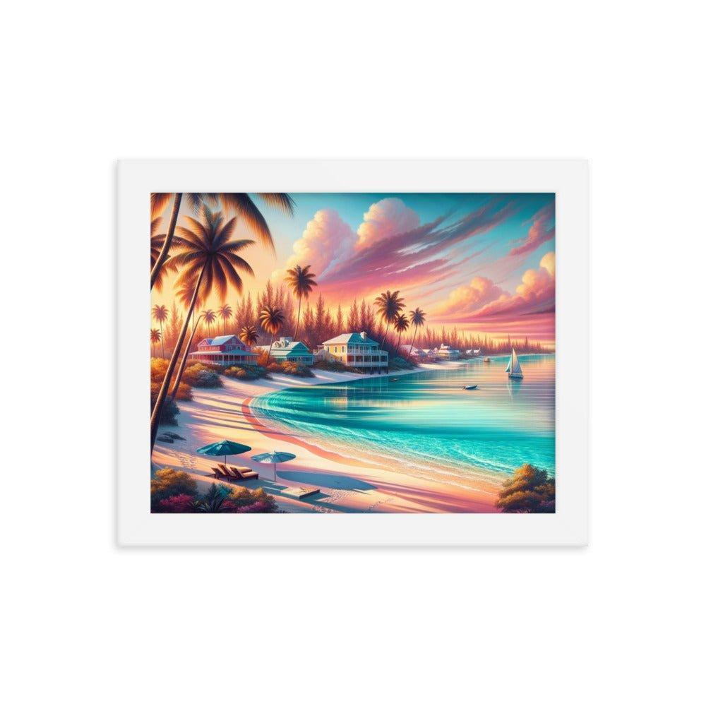 Bahamas Sunset Paradise Tropical Beach Framed Poster - Oh Posters