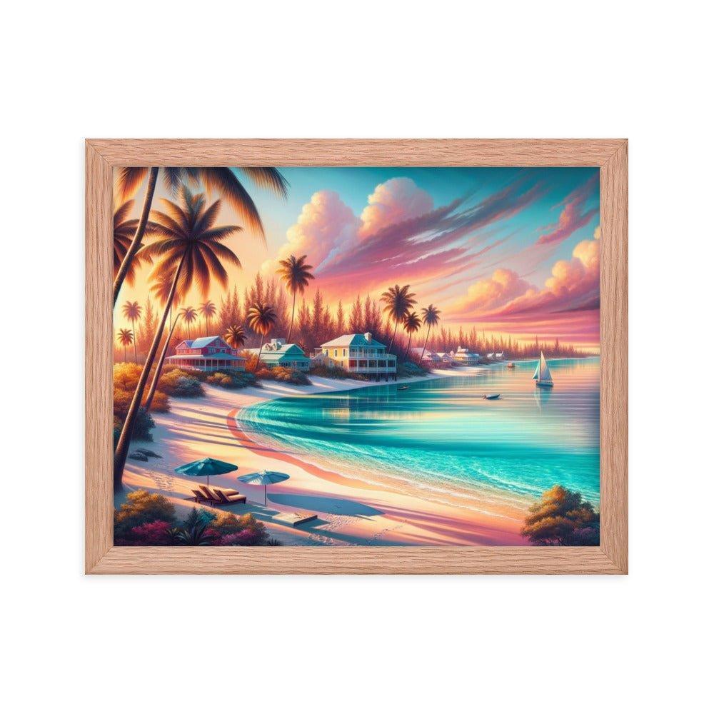 Bahamas Sunset Paradise Tropical Beach Framed Poster - Oh Posters