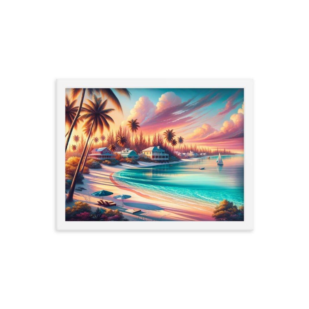 Bahamas Sunset Paradise Tropical Beach Framed Poster - Oh Posters