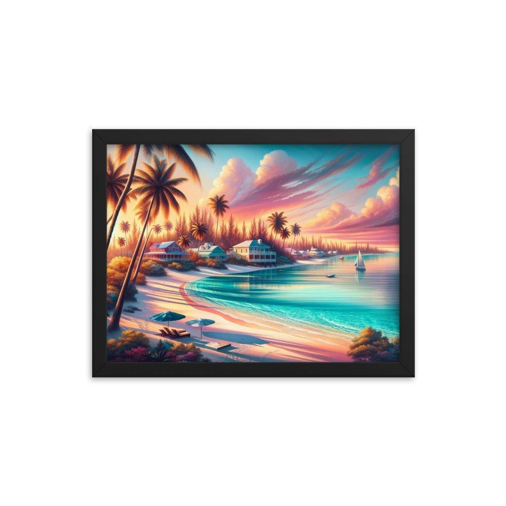 Bahamas Sunset Paradise Tropical Beach Framed Poster - Oh Posters