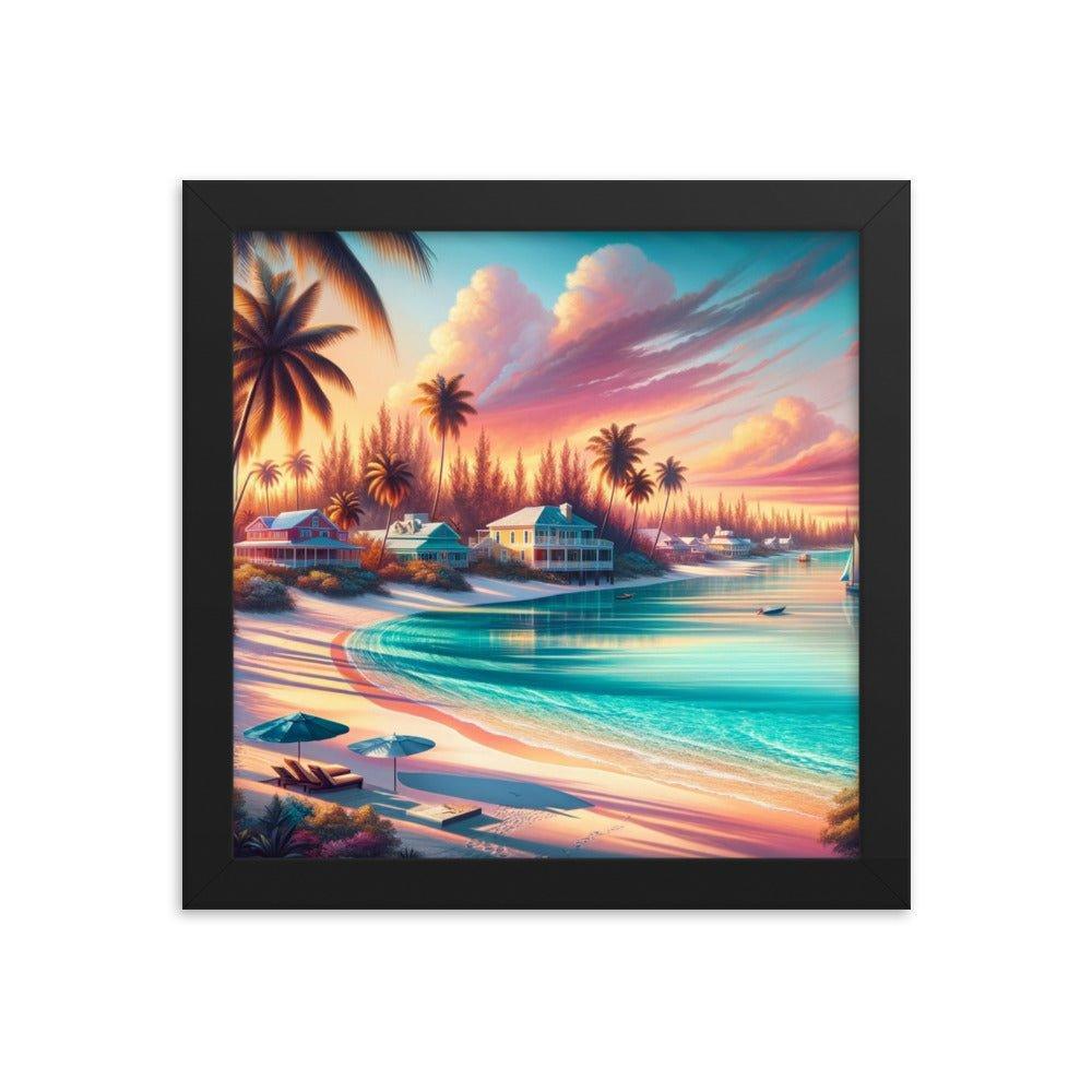 Bahamas Sunset Paradise Tropical Beach Framed Poster - Oh Posters