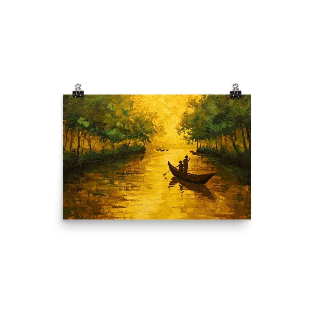 Bangladesh Golden Sunset Canoe Poster - Oh Posters