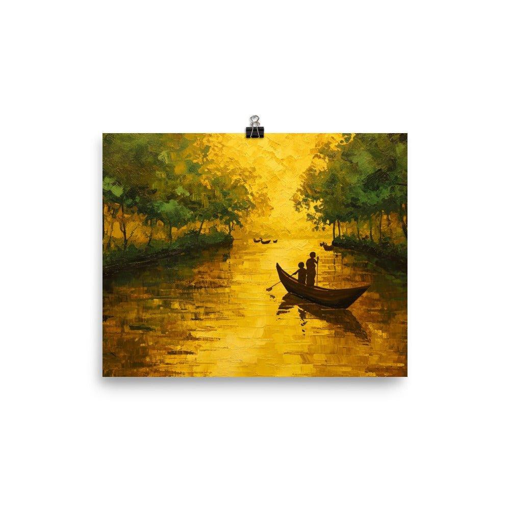 Bangladesh Golden Sunset Canoe Poster - Oh Posters