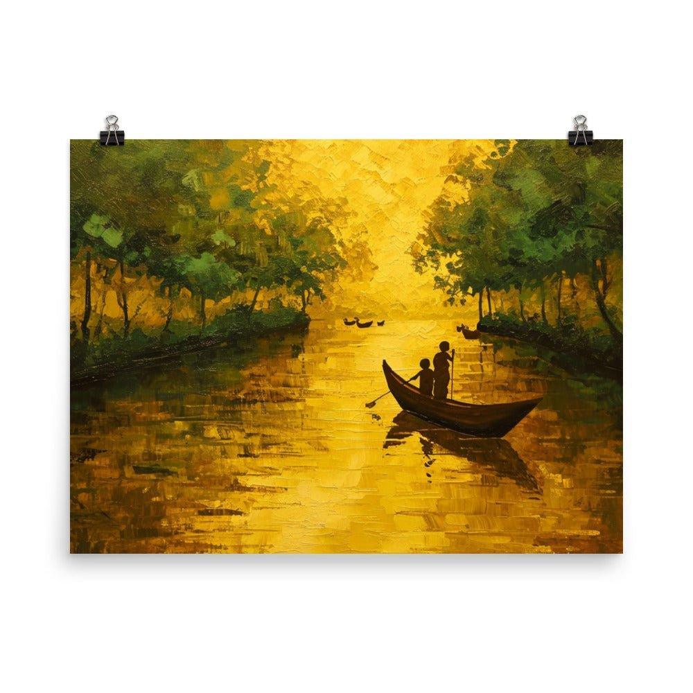 Bangladesh Golden Sunset Canoe Poster - Oh Posters