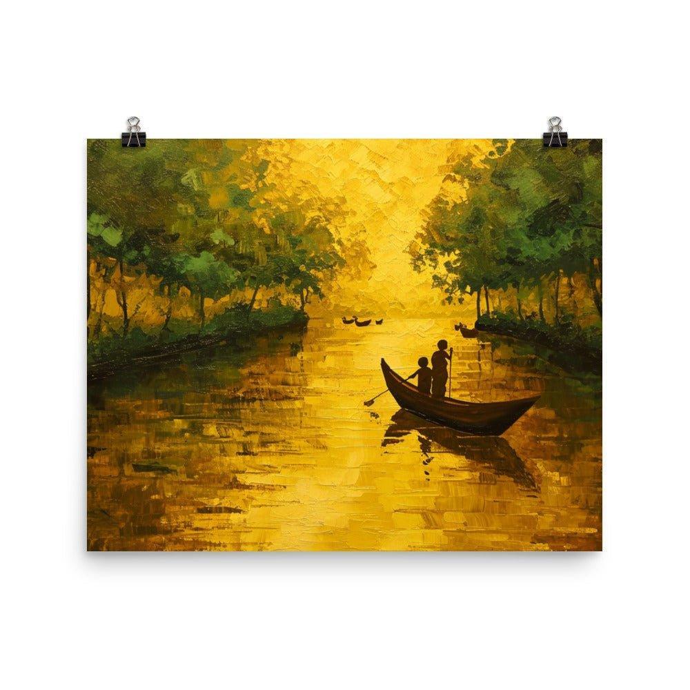 Bangladesh Golden Sunset Canoe Poster - Oh Posters