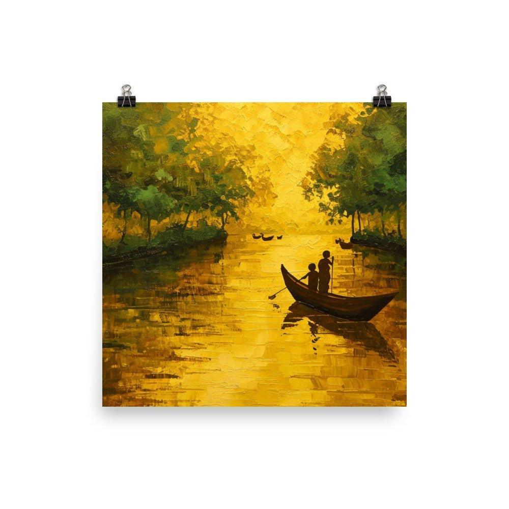 Bangladesh Golden Sunset Canoe Poster - Oh Posters