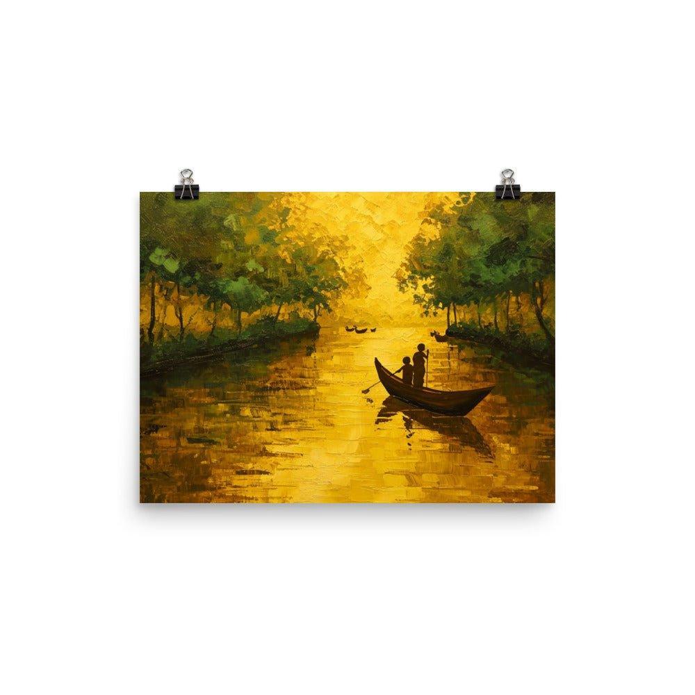 Bangladesh Golden Sunset Canoe Poster - Oh Posters