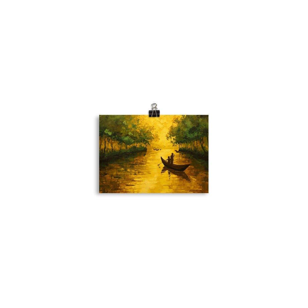 Bangladesh Golden Sunset Canoe Poster - Oh Posters
