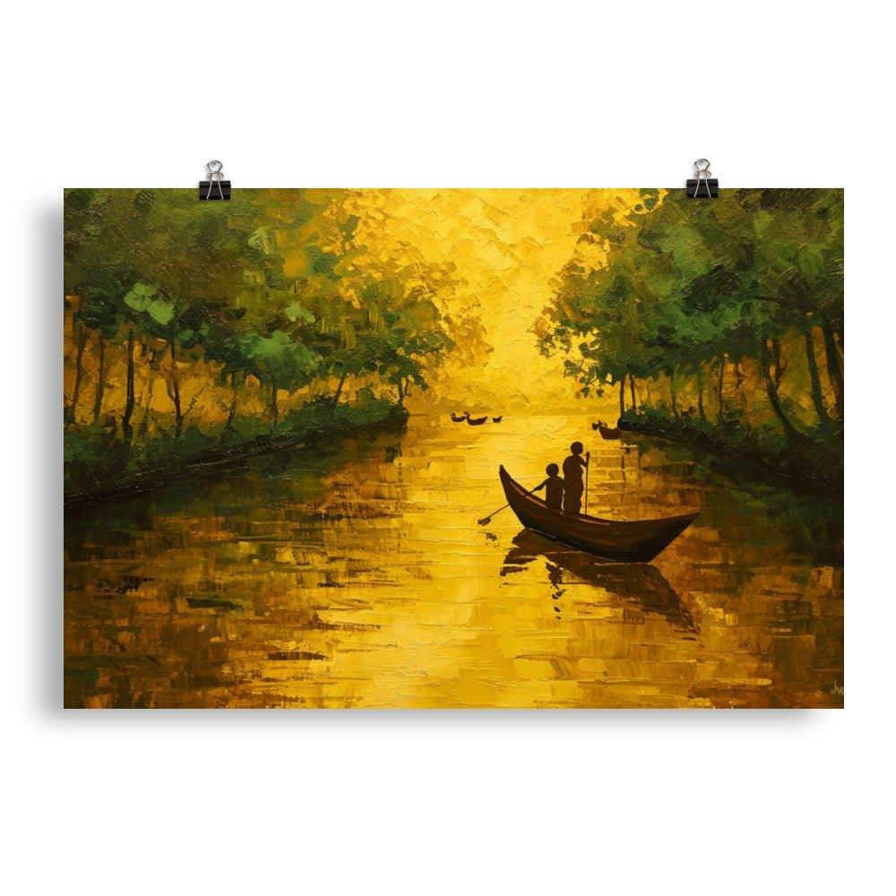 Bangladesh Golden Sunset Canoe Poster - Oh Posters