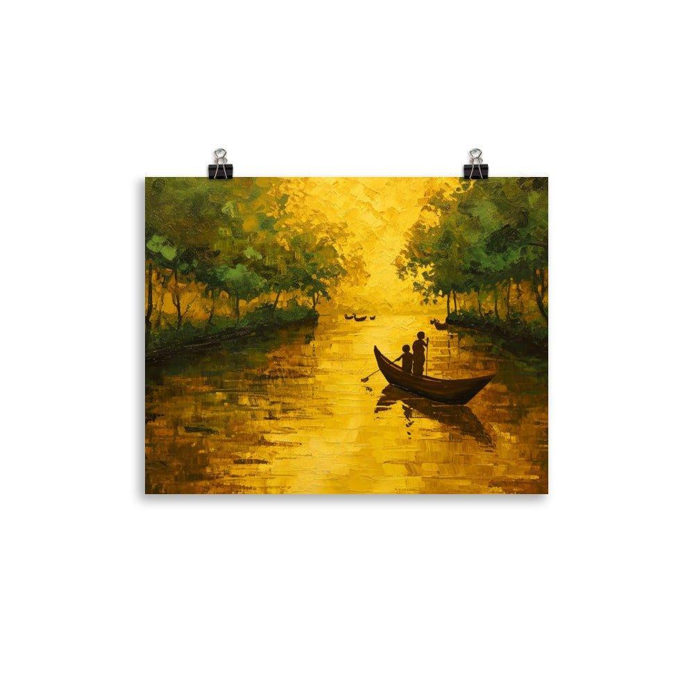 Bangladesh Golden Sunset Canoe Poster - Oh Posters