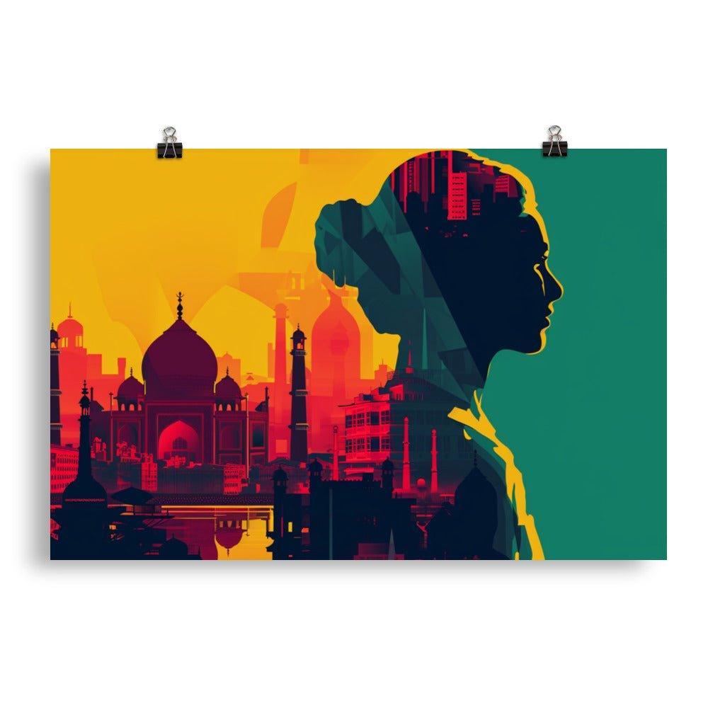 Bangladesh Profile Silhouette Sunset Cityscape Digital Art Poster - Oh Posters