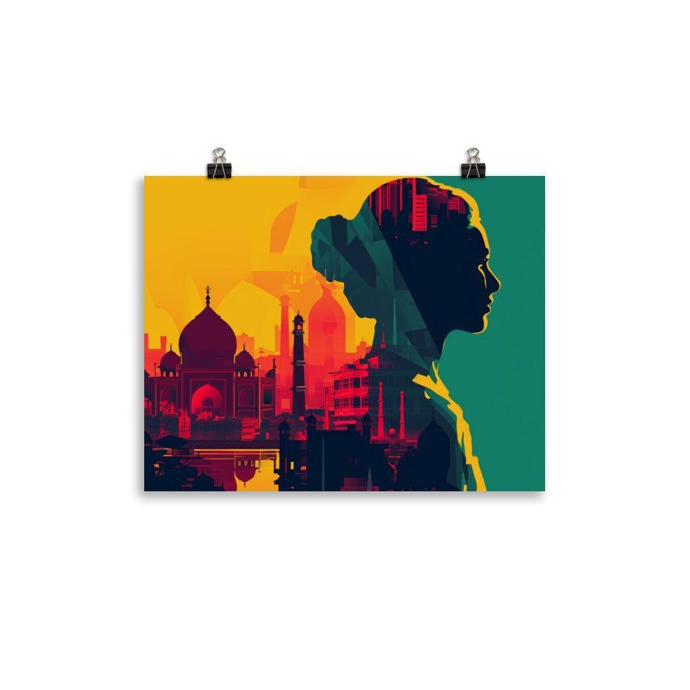 Bangladesh Profile Silhouette Sunset Cityscape Digital Art Poster - Oh Posters