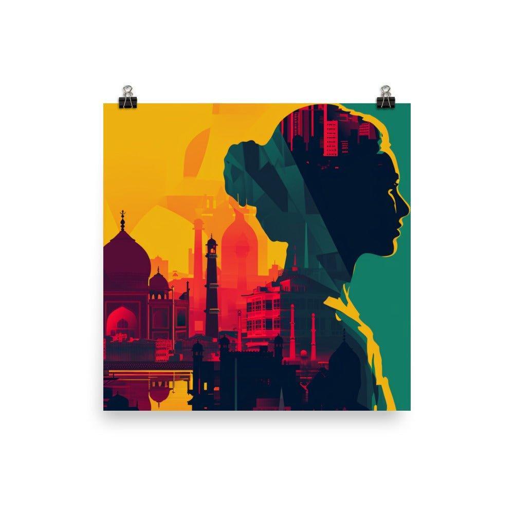Bangladesh Profile Silhouette Sunset Cityscape Digital Art Poster - Oh Posters