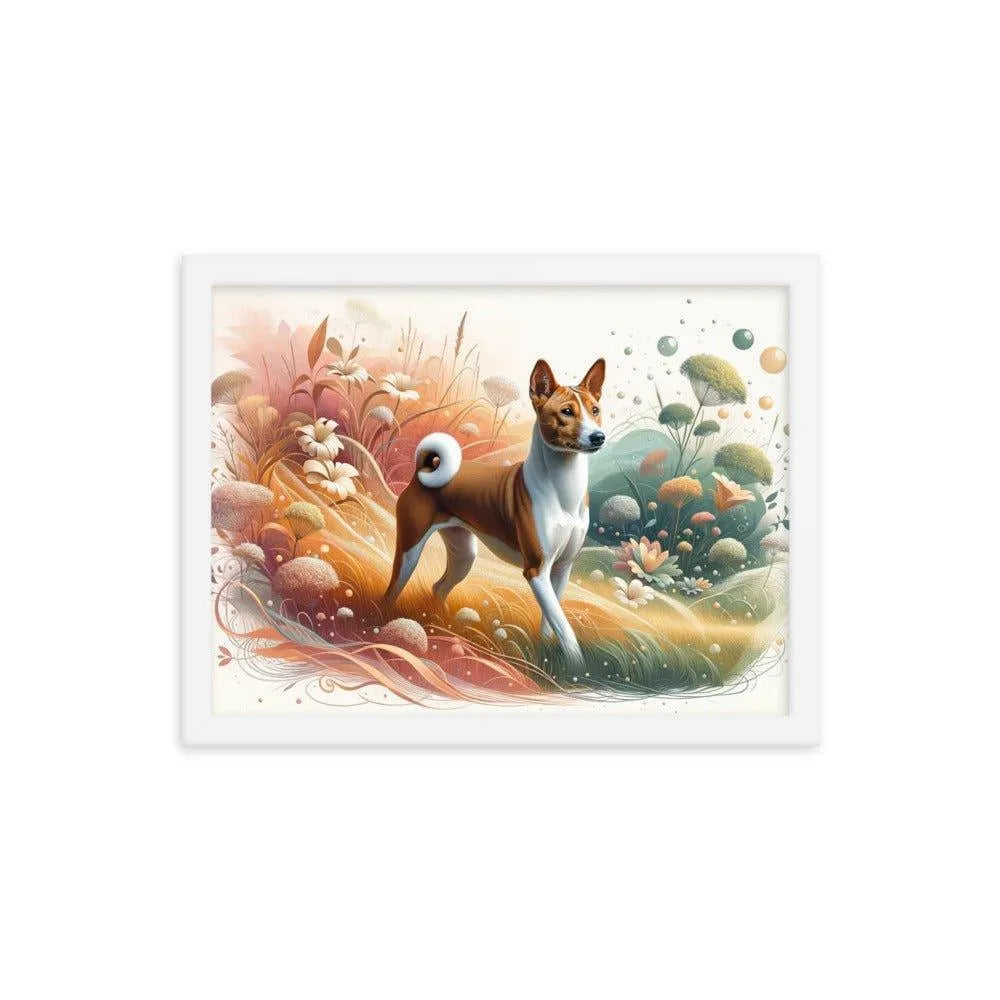 Basenji Dog in Harmonious Landscape with Unique Touch Framed Poster - Oh Posters