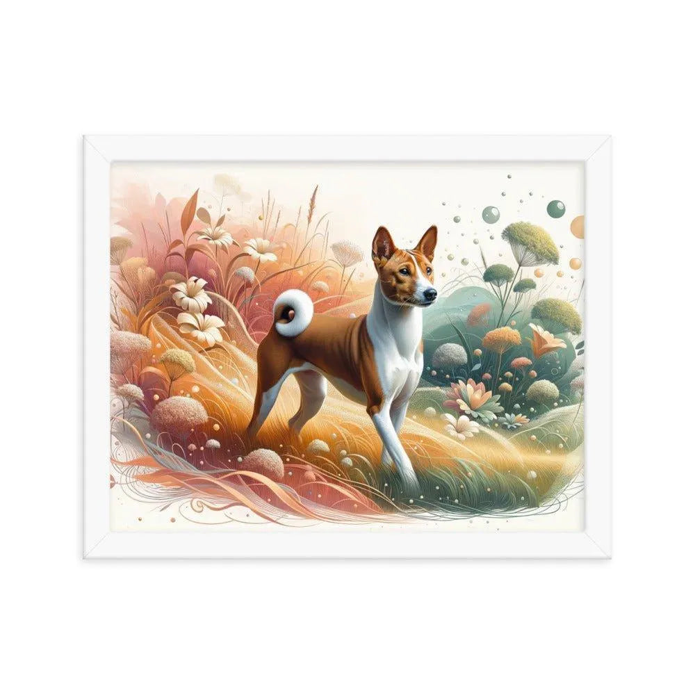 Basenji Dog in Harmonious Landscape with Unique Touch Framed Poster - Oh Posters