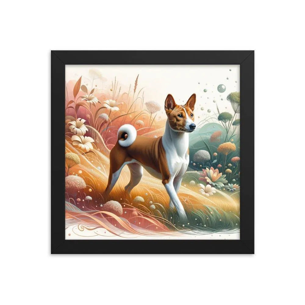 Basenji Dog in Harmonious Landscape with Unique Touch Framed Poster - Oh Posters