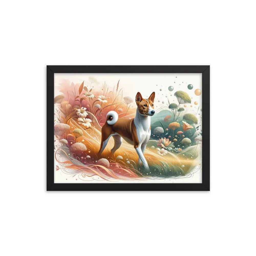 Basenji Dog in Harmonious Landscape with Unique Touch Framed Poster - Oh Posters