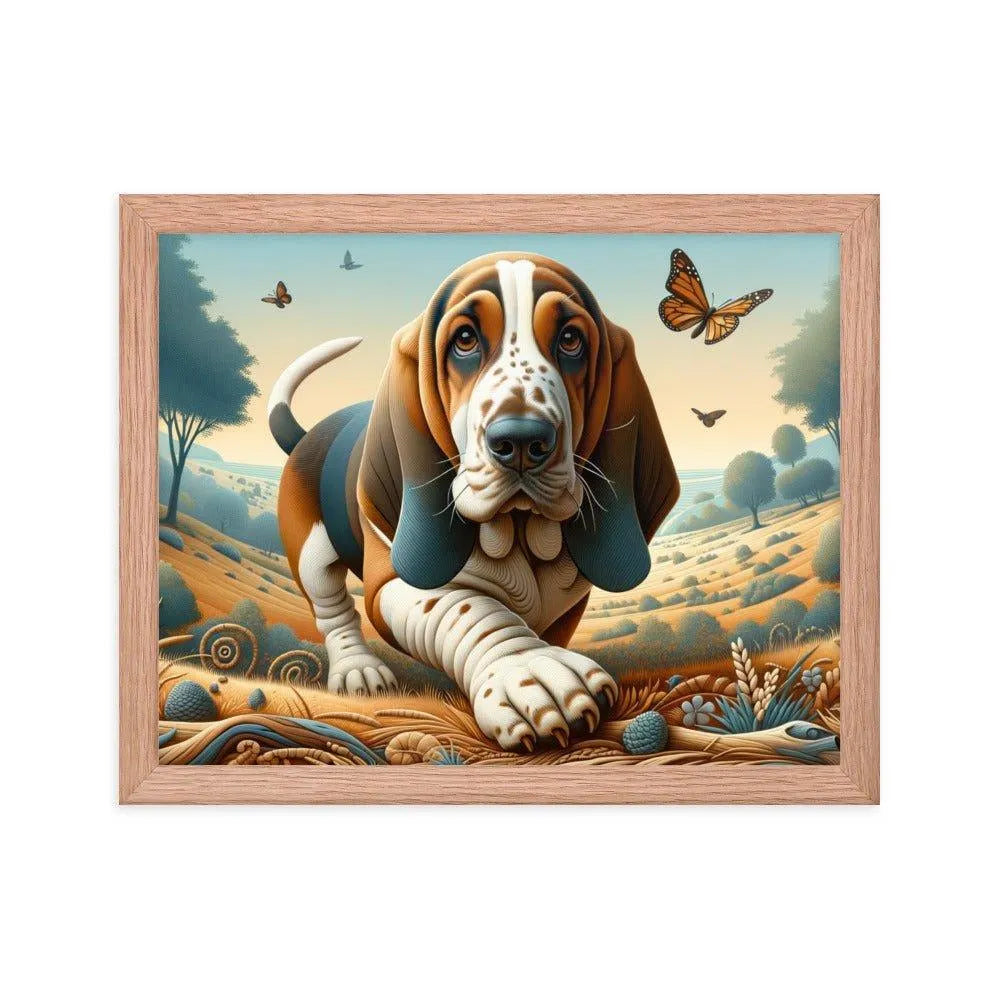 Basset Bleu de Gascogne Playful Art Framed Poster - Oh Posters