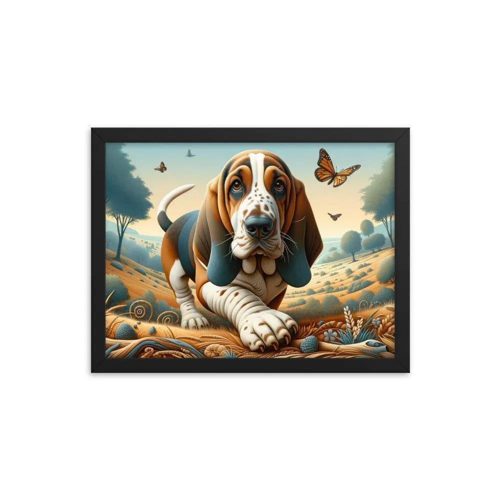 Basset Bleu de Gascogne Playful Art Framed Poster - Oh Posters