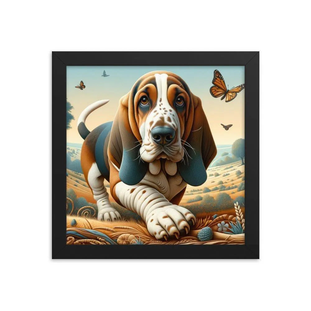 Basset Bleu de Gascogne Playful Art Framed Poster - Oh Posters