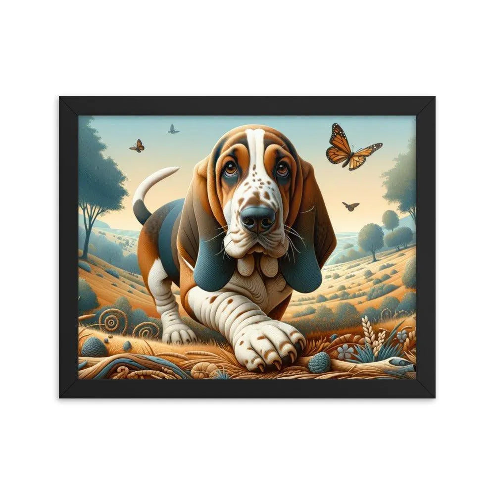 Basset Bleu de Gascogne Playful Art Framed Poster - Oh Posters