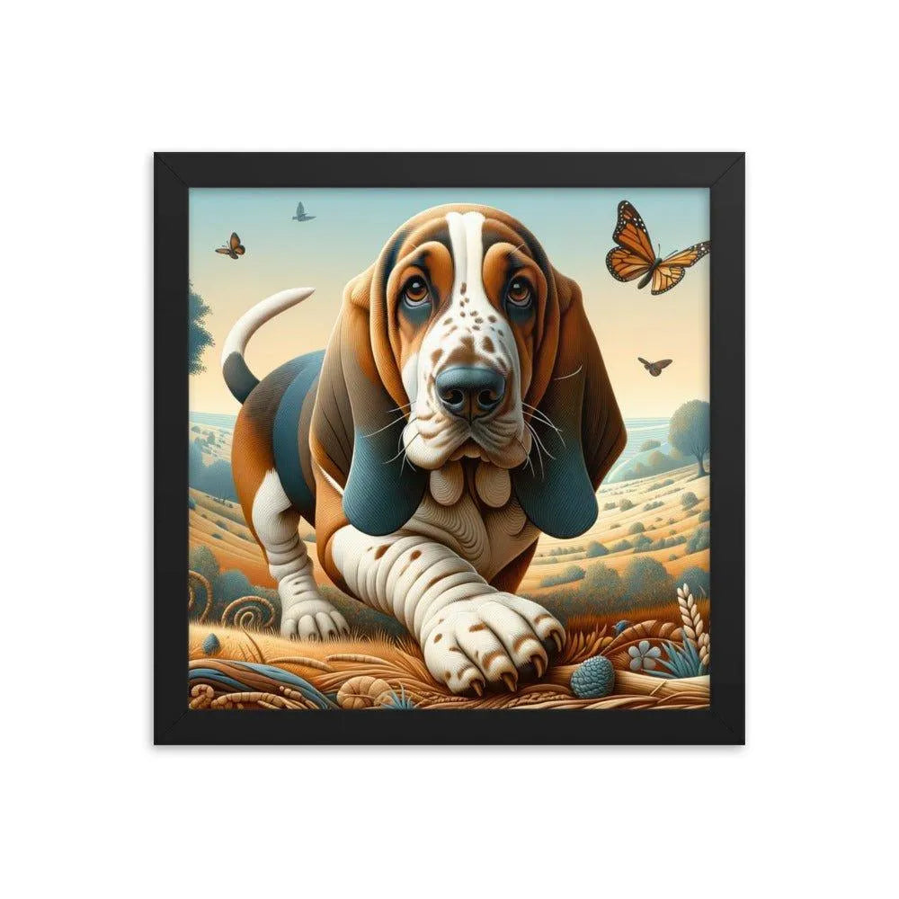Basset Bleu de Gascogne Playful Art Framed Poster - Oh Posters