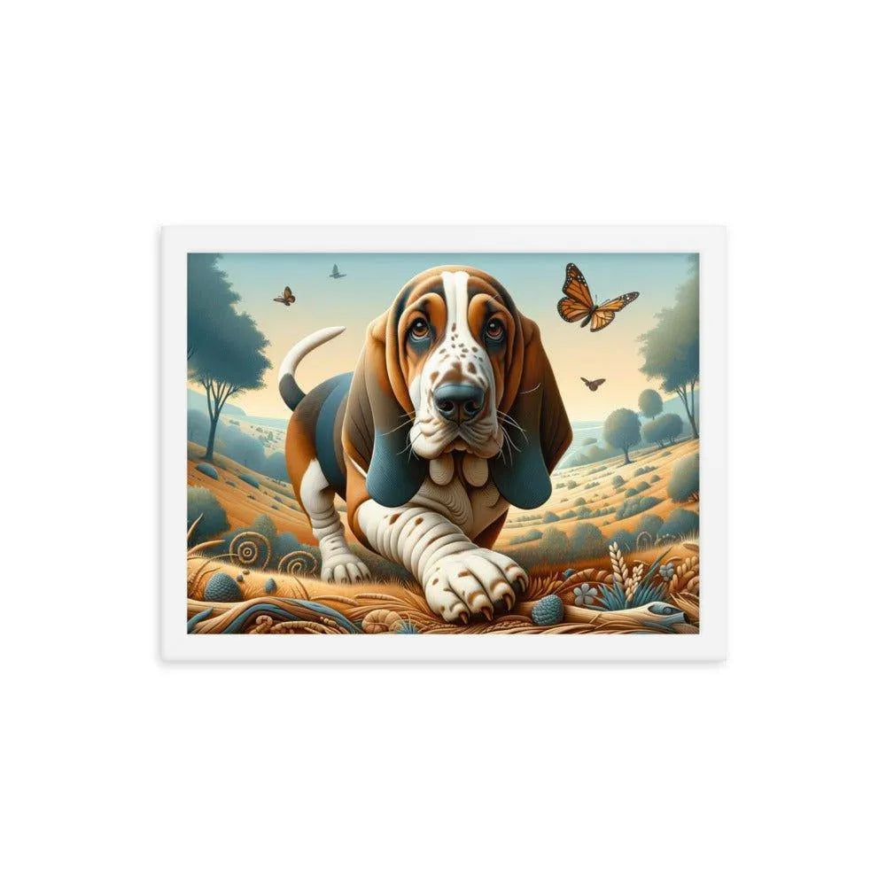 Basset Bleu de Gascogne Playful Art Framed Poster - Oh Posters