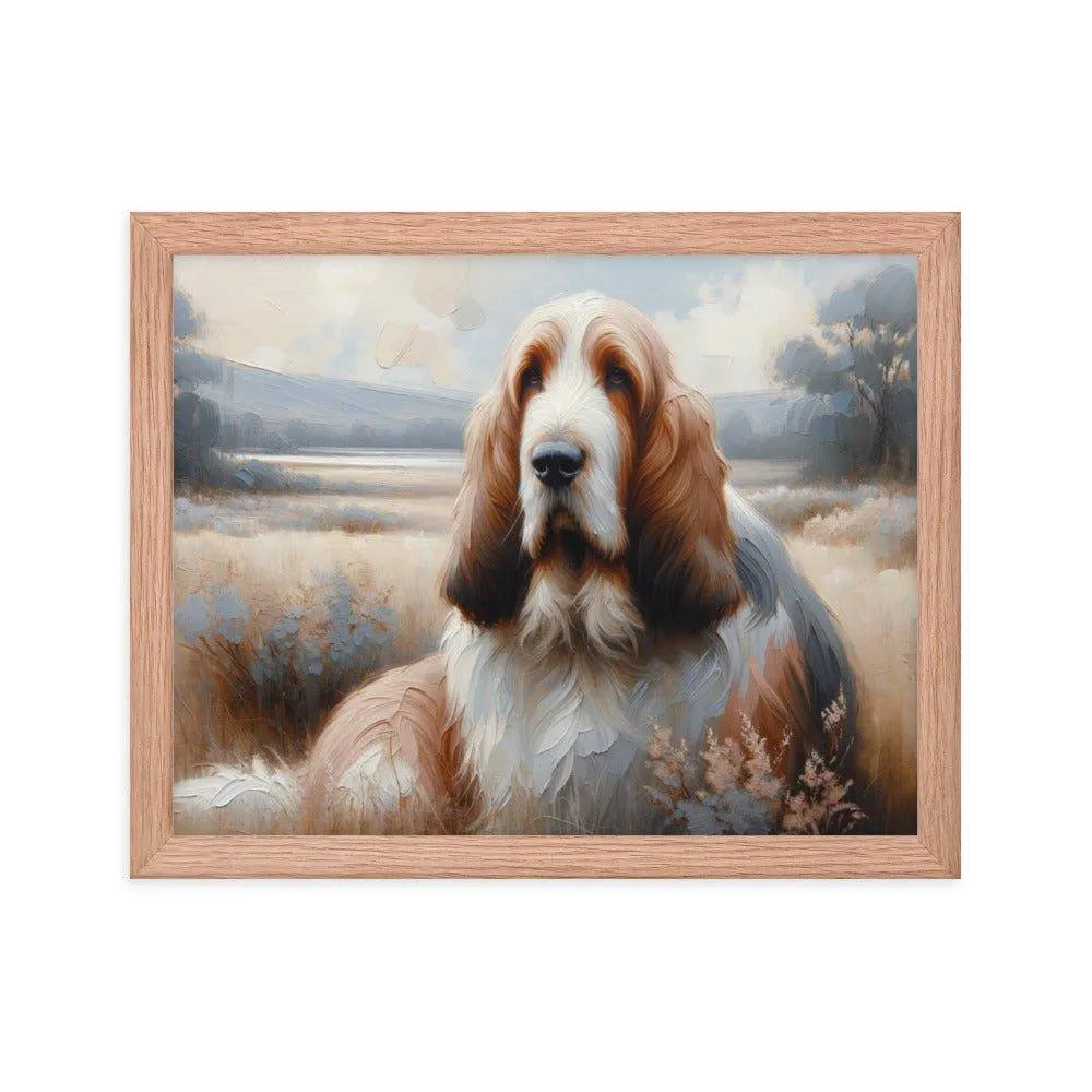 Basset Griffon Vendeen in Peaceful Landscape Painting Framed Poster - Oh Posters